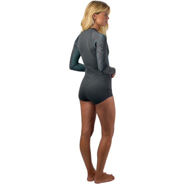 2026 O'Neill Da Donna Bahia 2/1mm Front Zip Manica Lunga Muta Primaverile Muta 5363 - Tempered Steel / Shade / Shaded Island Sky